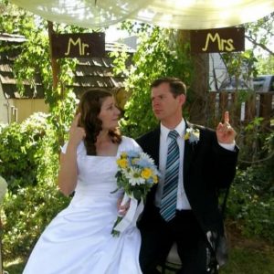 We arent always silly but they seem to make the best pics Our wedding reception in at a friends backyard